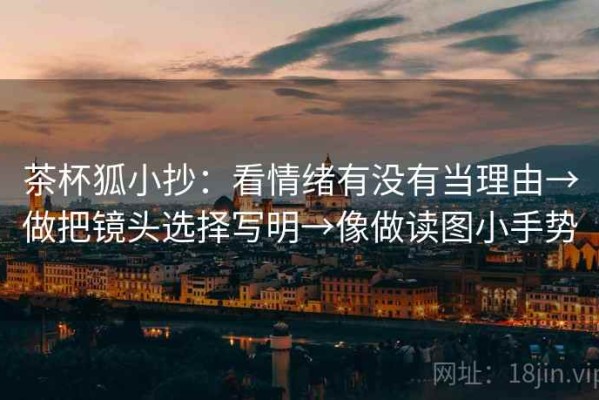 茶杯狐小抄：看情绪有没有当理由→做把镜头选择写明→像做读图小手势