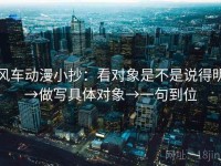 风车动漫小抄：看对象是不是说得明→做写具体对象→一句到位